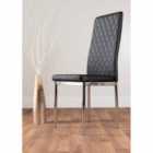 Furniture Box 4 x Milan Modern Stylish Chrome Hatched Diamond Faux Leather Dining Chairs Seats Black