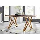 Furniture Box Taranto Oak Effect Gold Leg 6 Seat Dining Table