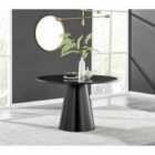 Furniture Box Palma Black Gloss Round 4 Seater Dining Table