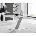 Furniture Box Monza 6 Seat White High Gloss Dining Table With Grey Accent