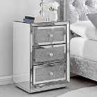 Furniture Box Stella 3 Drawer Diamond Mirrored Crystal Bedside Table