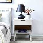 Furniture Box Alma Contemporary Stylish Bedside Table With Drawer White