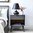 Furniture Box Alma Contemporary Stylish Bedside Table With Drawer Grey