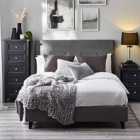 Shoreditch High Headboard Bed Double Slate Grey Velvet