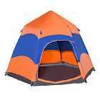 Outsunny 6 Person Pop Up Camping Tent - Orange/Blue