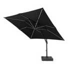 Royalcraft Deluxe 3x3m Square Solar Led Cantilever Grey Parasol With 100Kg Base
