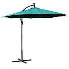Outsunny 3m Banana Cantilever Parasol with LED Lights (base not included) - Green