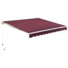 Outsunny 4m Retractable Patio Awning - Red