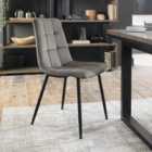 Libra Pair Of Grey Velvet Fabric Chairs With Black Legs