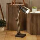 Wood and Grey Metal Table Task Lamp