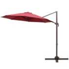 Outsunny 3m Cantilever Parasol - Red