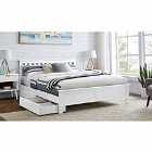 Furniture Box Azure White Wooden Solid Pine Quality King Bed Frame with 4 Underbed Drawers