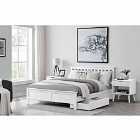 Furniture Box Azure White Wooden Solid Pine Quality Double Bed Frame with 4 Underbed Drawers