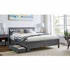 Furniture Box Azure Grey Wooden Solid Pine Quality King Bed Frame with 2 Underbed Drawers