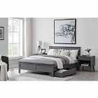 Furniture Box Azure Grey Pine Double Bed Frame w/ 2 Drawers