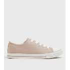 Pale Pink Stripe Canvas Lace Up Trainers