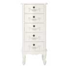 Toulouse Tall 5 Drawer Chest, Ivory
