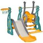 Homcom 3-in-1 Kids Swing And Slide Set With Basketball Hoop Slide Swing