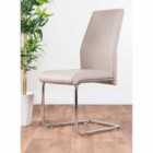 Furniture Box 2 x Modern Stylish Contemporary Lorenzo Faux Leather And Chrome Metal Dining Chairs Cappuccino Grey