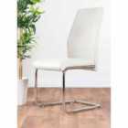 Furniture Box 2 x Modern Stylish Contemporary Lorenzo Faux Leather And Chrome Metal Dining Chairs White