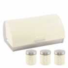 Sq Professional Dainty 4 Piece Bread Bin And Canister Set - Cream