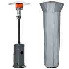 Outsunny 12.5Kw Outdoor Gas Patio Heater W/ Wheels And Dust Cover Charcoal Grey