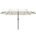 Outsunny 4.4m Double-sided Parasol w/Solar Lights Cream