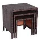 Outsunny Rattan Nesting Table Set Three Piece Stacking Coffee Side Garden