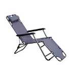 Outsunny Sun Lounger Recliner Chair 2 In 1 Garden Foldable Steel Grey Outdoor