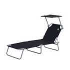 Outsunny Folding Chair Sun Lounger W/ Canopy Sunshade Garden Recliner Hammock