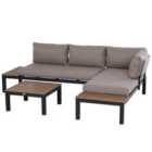 Outsunny 3Pcs Garden Sectional Sofa Side Table Furniture Set Aluminum W/ Cushion