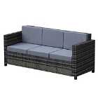 Outsunny Rattan Wicker 3-seater Sofa Chair Outdoor Patio Furniture W/ Cushions