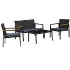 Outsunny 4-piece Cushioned Outdoor Rattan Wicker Chair And Loveseat Furniture Set