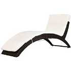Outsunny Garden Rattan Sun Lounger Patio Pool Recliner Chaise Chair Brown