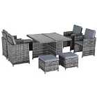 Outsunny Rattan Dining Set Garden Furniture Cube Table Chair Stool Cushion Seat