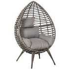 Outsunny Indoor/Outdoor Wicker Teardrop Chair w/ Cushion