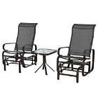Outsunny 3 Pcs Gliding Chair Table Set Smooth Rockers Metal Frame Sling Seat
