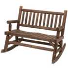 Outsunny Fir Wood Rocking Bench Wooden Patio 2-person Outdoor Rocker