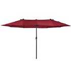 Outsunny Sun Umbrella Canopy Double-sided Crank Sun Shade Shelter 4.6M Wine Red