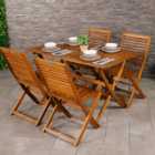 Charles Bentley FSC Acacia 4 Seater Rectangle Dining Set