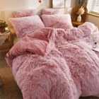 Luxury Faux Fur Pink Shaggy Duvet Set 200cm Width