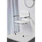 Nrs Healthcare Wall Mounted Folding Shower Seat - With Legs Back And Arms