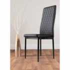 Furniture Box 4 x Black Faux Leather Milan Modern Dining Chairs Black Leg