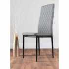 Furniture Box 4 x Elephant Grey Faux Leather Milan Modern Dining Chairs Black Leg
