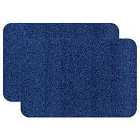 Penguin Home Non Slip Microfiber Fluffy Tufted Bath Mat Set Of 2, Size 40X60Cm - Blue