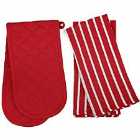 Penguin Home® - 3 Piece Oven Glove & Tea Towel Set - Red