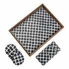Penguin Home® Set Of Serving Tray And Matching Coasters - Charcoal And White Moroccan Texture