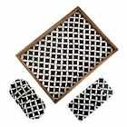 Penguin Home® Set Of Serving Tray And Matching Coasters - Black And White Diamond Design