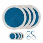 Penguin Home® Set Of 12 Glass Beaded Placemats, Coasters And Napkin Rings - Blue And White Colour