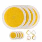 Penguin Home® Set Of 12 Glass Beaded Placemats, Coasters And Napkin Rings - Yellow And White Colour